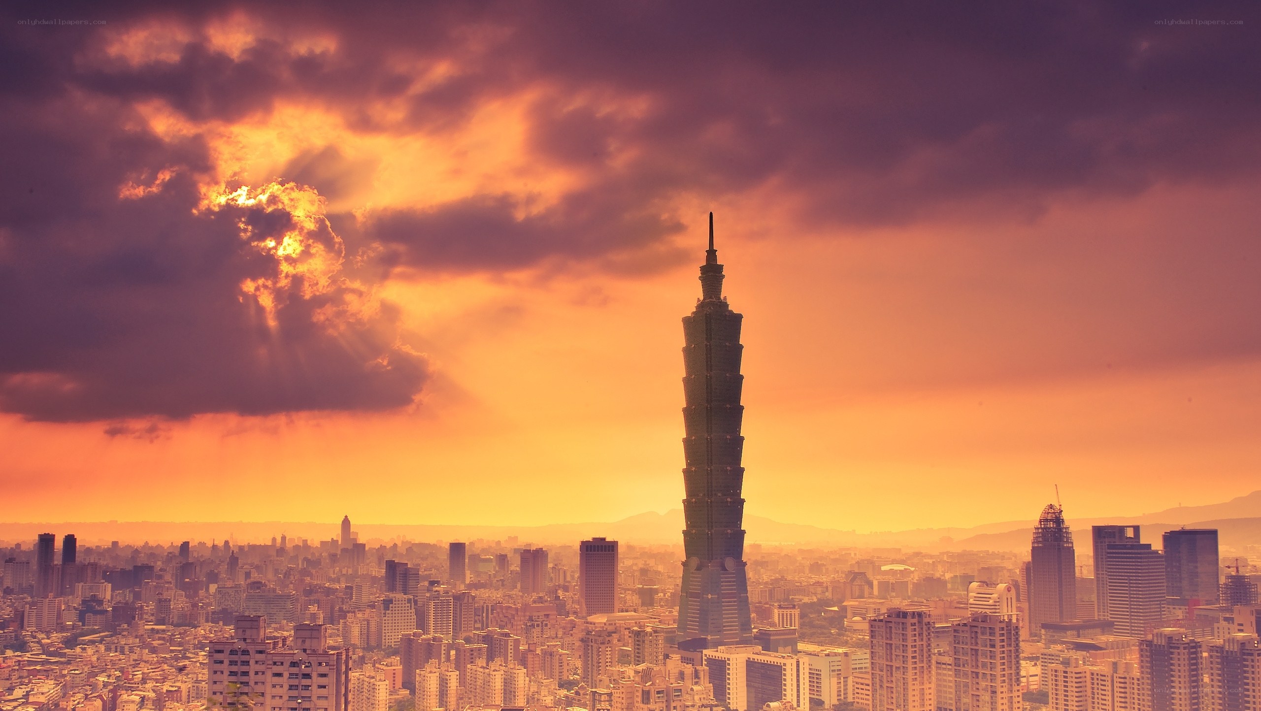 Taipei skyline at sunset