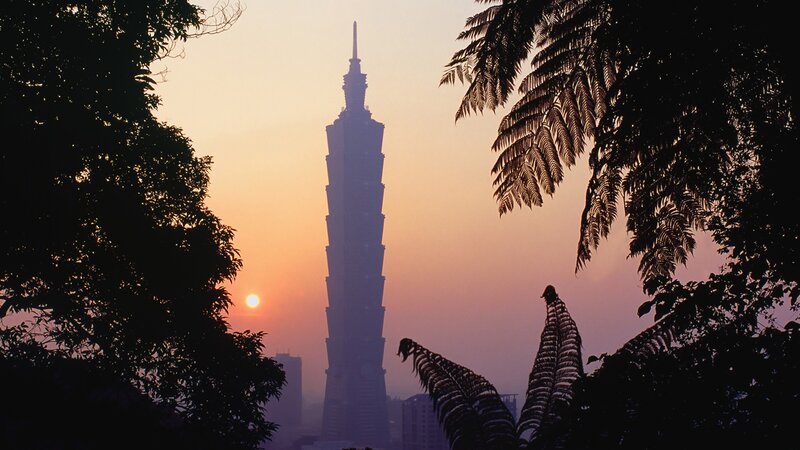 Taipei Tower at sunset