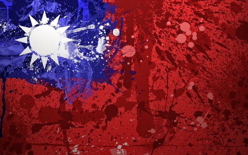 Taiwan flag with paint splatter