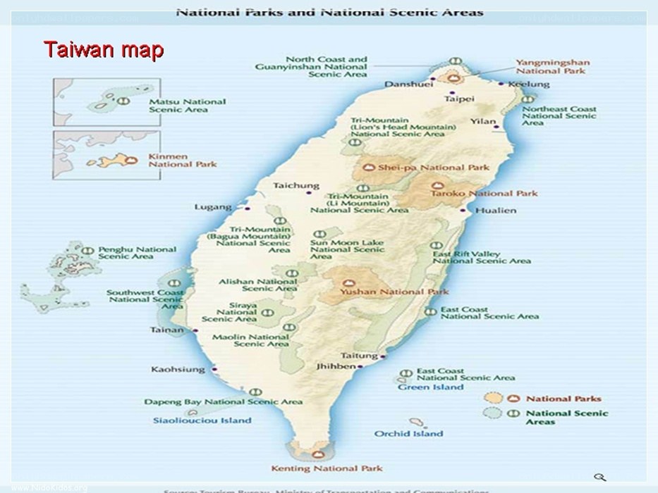 Taiwan national parks map