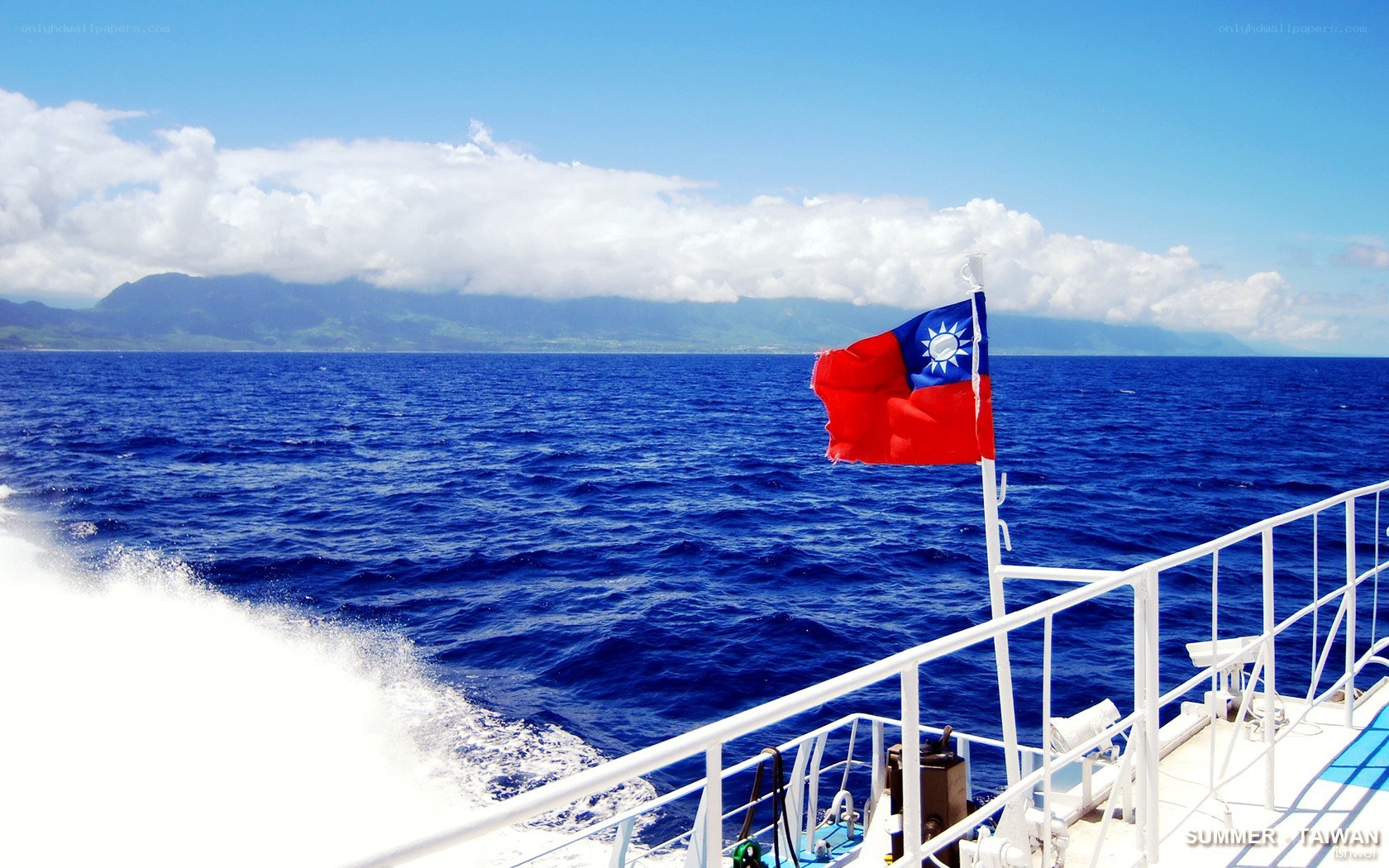 Taiwanese flag on a boat