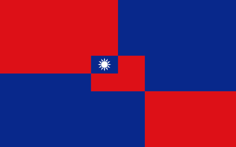Taiwanese flag with red and blue quadrants