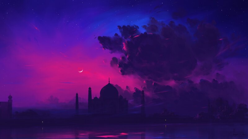 Taj Mahal at Night — Purple