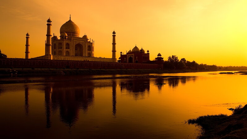 Taj Mahal at Sunset — Orange, Serene