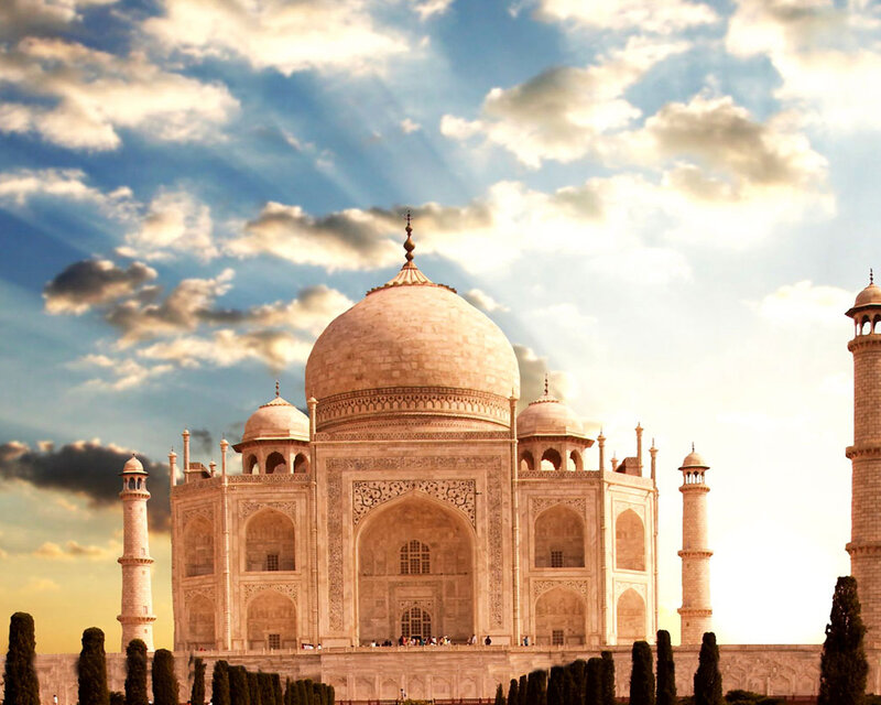 Taj Mahal at Sunset — White, Serene