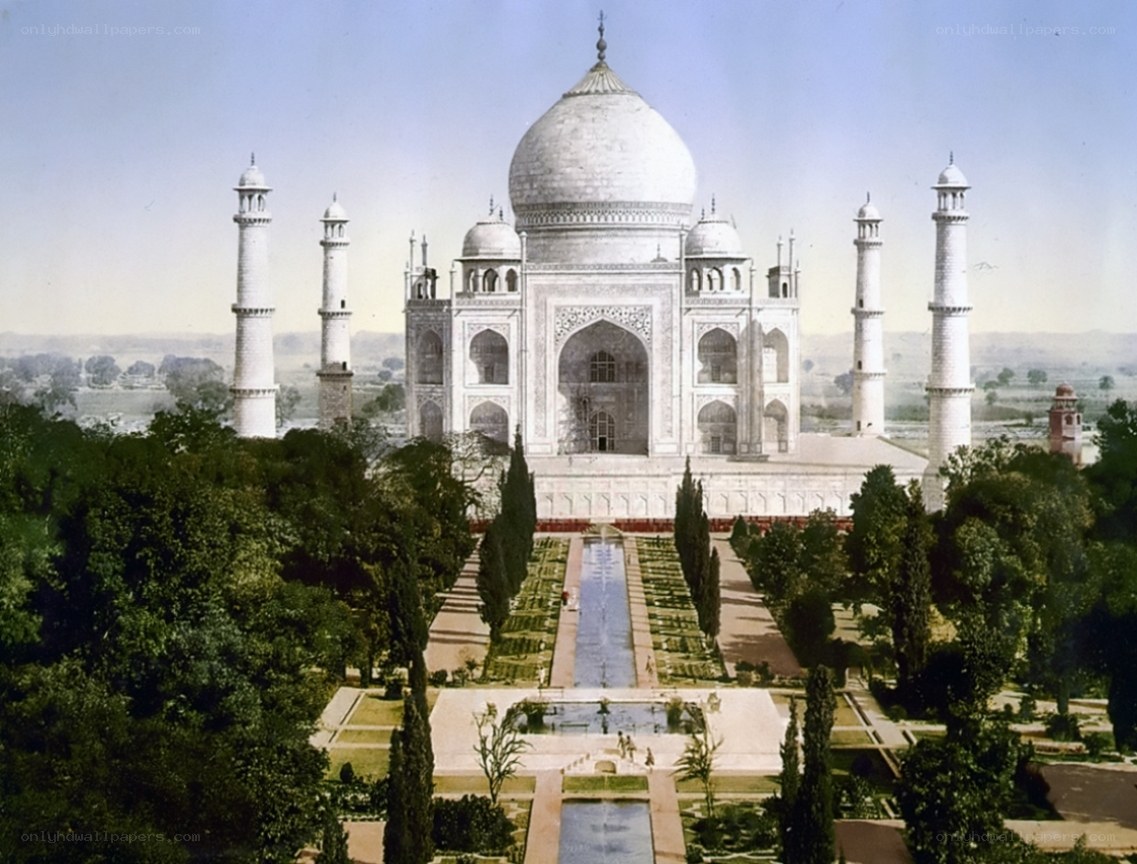 Taj Mahal in a garden