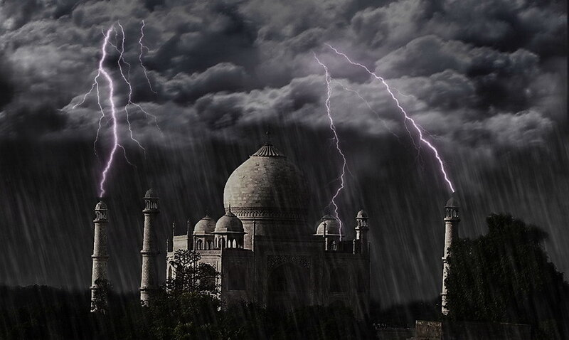 Taj Mahal in storm