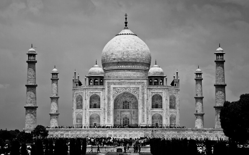 Taj Mahal Monument — Black, Dramatic