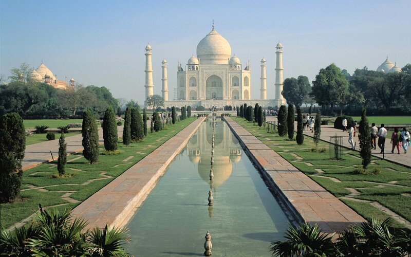 Taj Mahal Monument — White, Serene, Afternoon, Photograph, Garden