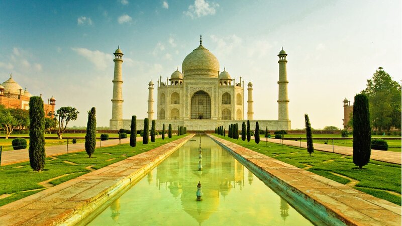 Taj Mahal Monument — White, Serene, Morning, Photograph, Garden