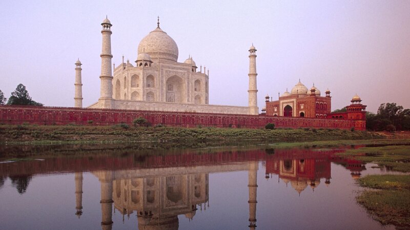 Taj Mahal reflected in water
