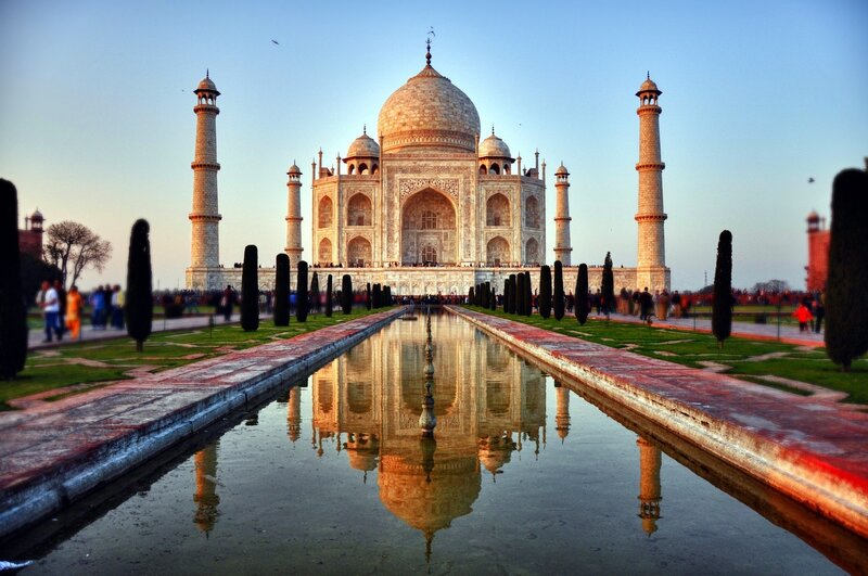 Taj Mahal Reflection — White, Serene, Sunset, Photograph