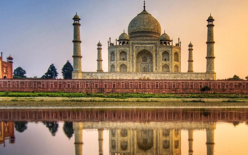 Taj Mahal Reflection — White, Serene