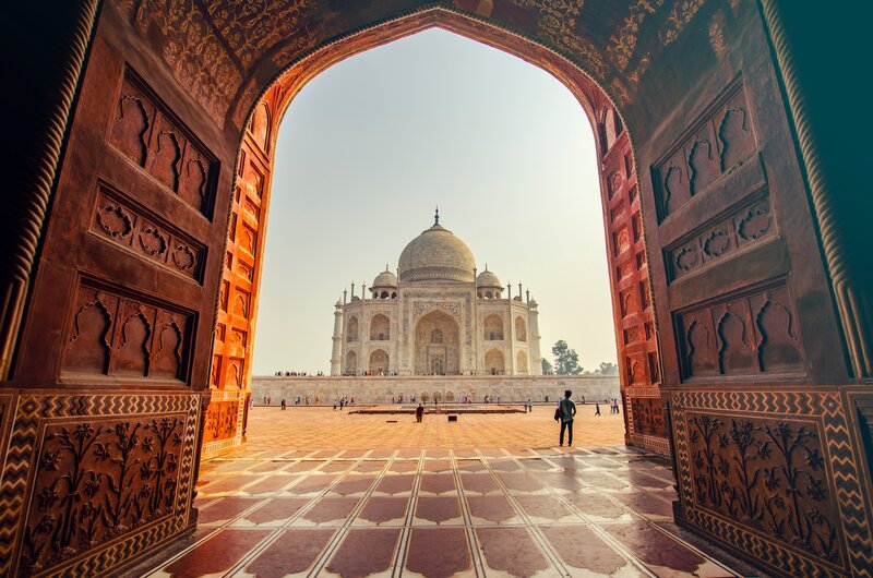 Taj Mahal Through Archway — White, Serene