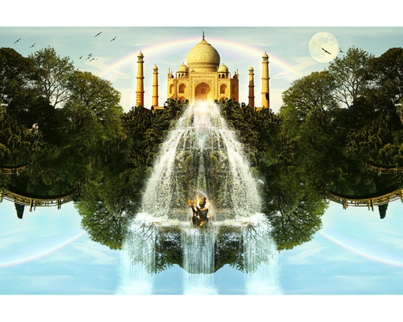 Taj Mahal with Waterfall