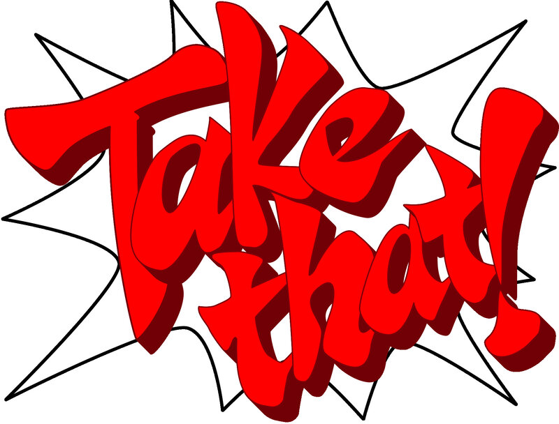 Take That text in comic style