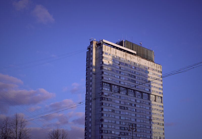 Tall Apartment Building — Blue