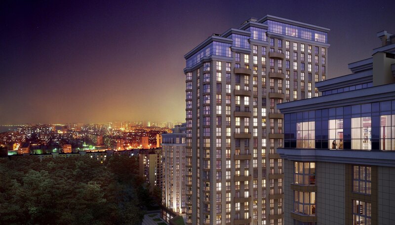 Tall Apartment Building — Purple