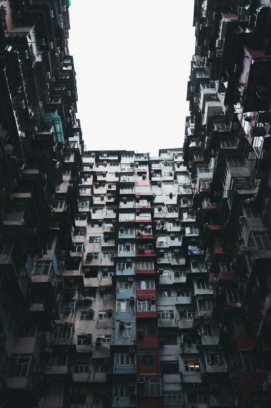 Tall Apartment Buildings — Gray, Dramatic