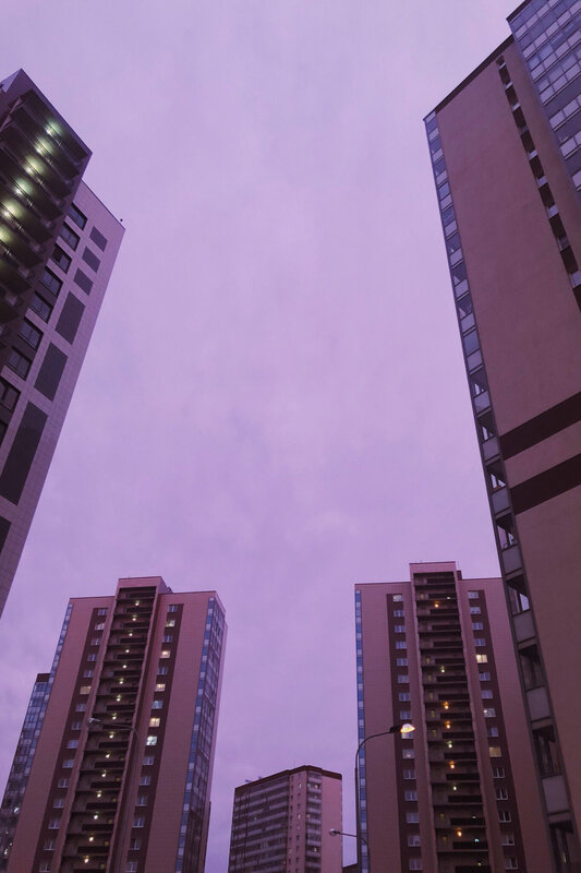 Tall Apartment Buildings — Purple