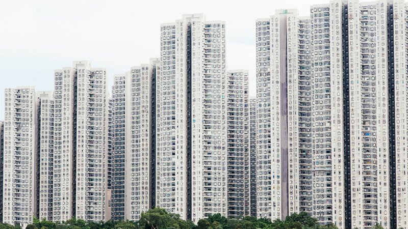 Tall Apartment Buildings — White