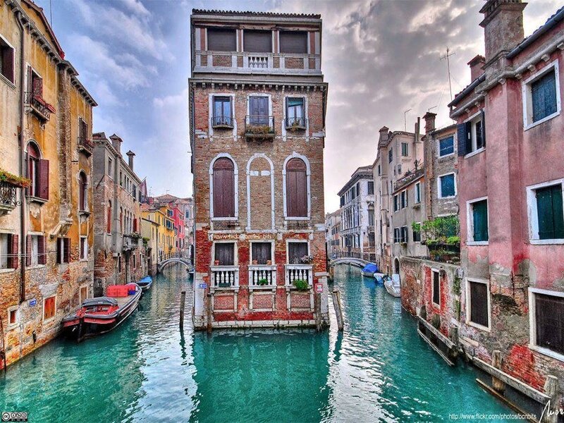 Tall Brick Building — Blue