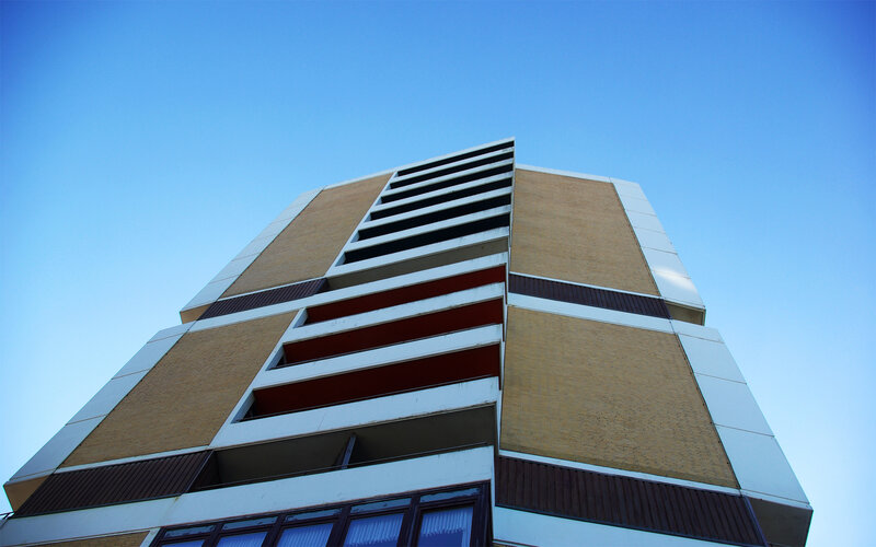 tall building against blue sky