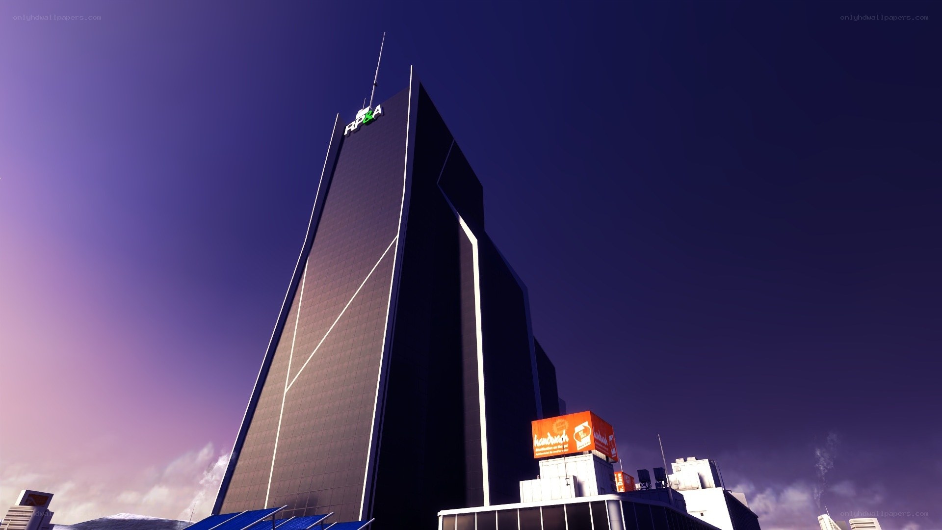 tall building at dusk