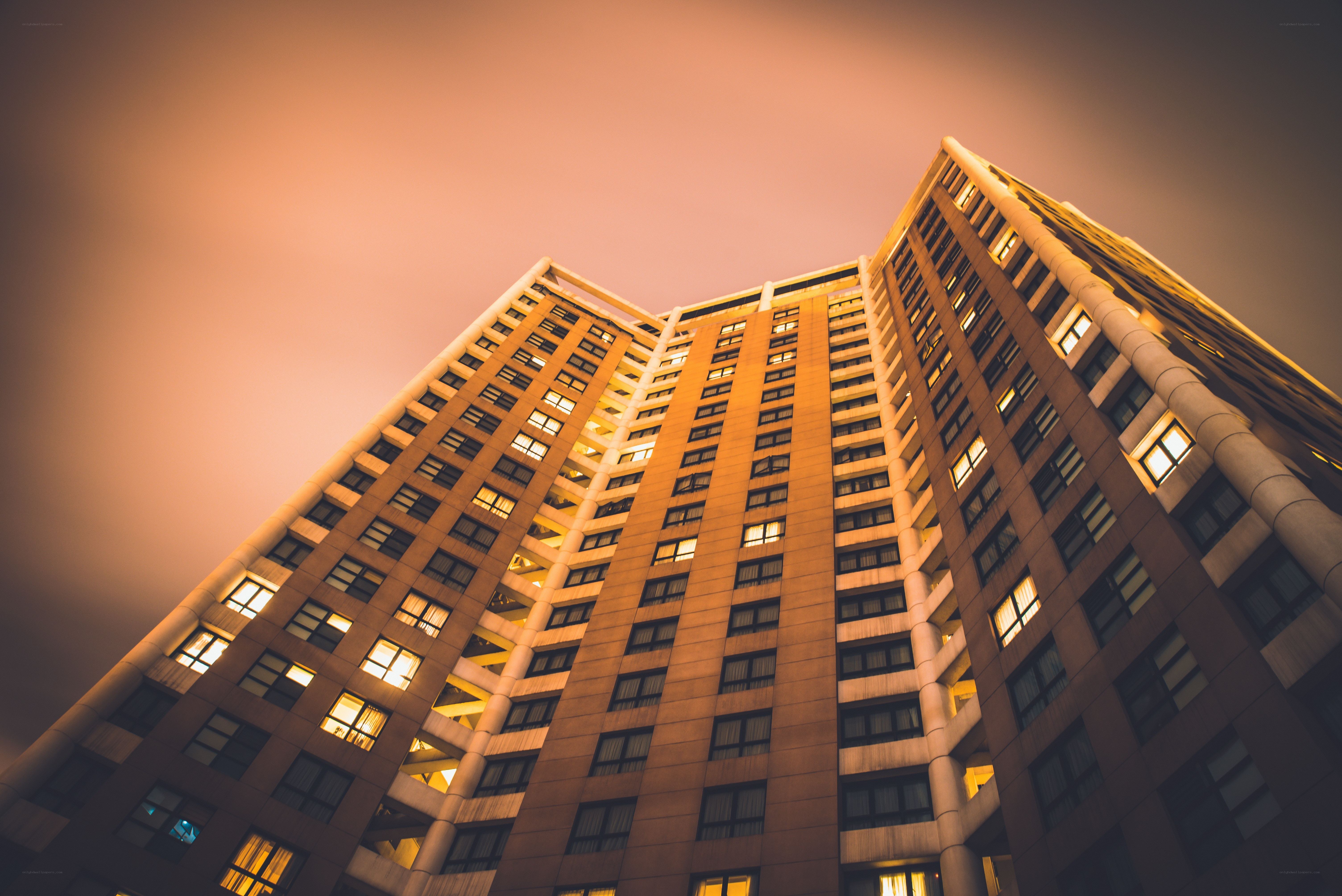 tall building at dusk