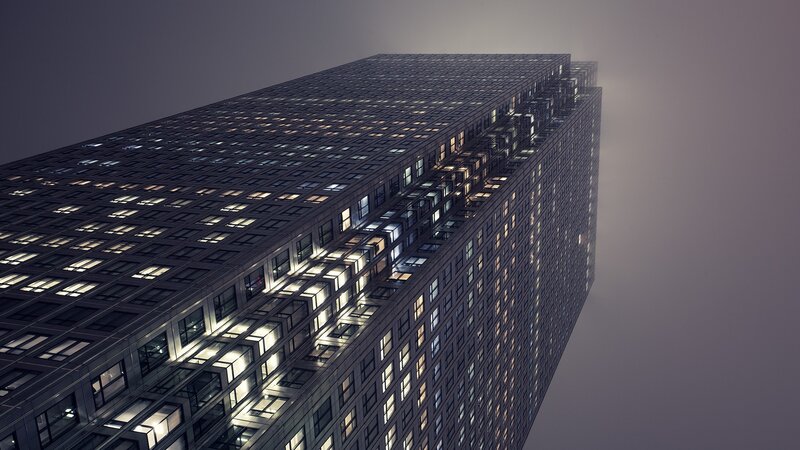 Tall Building at Night — Dramatic