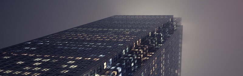 Tall Building at Night — Gray, Dramatic