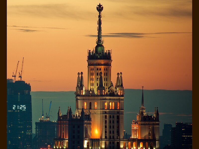 Tall Building at Sunset