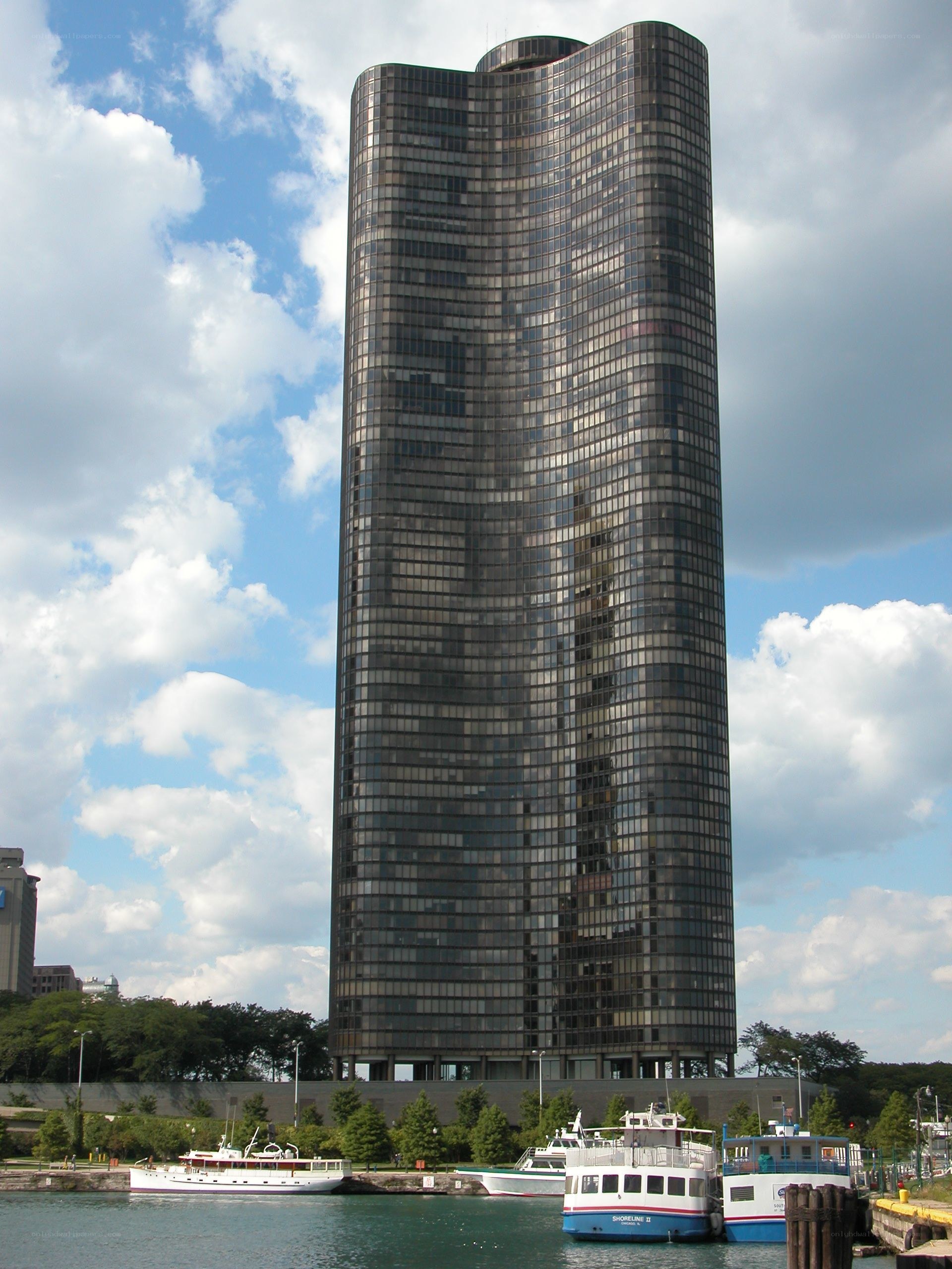 tall building by the water