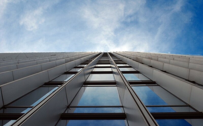 Tall Building Facade — Blue, Dramatic