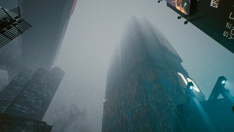 Tall Building in Rain