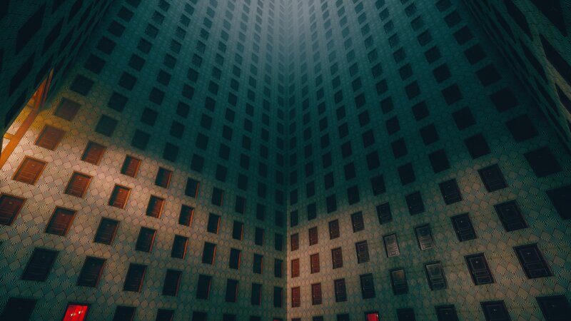 Tall Building Interior — Green