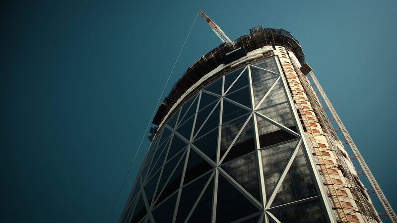 Tall Building under Construction — Blue