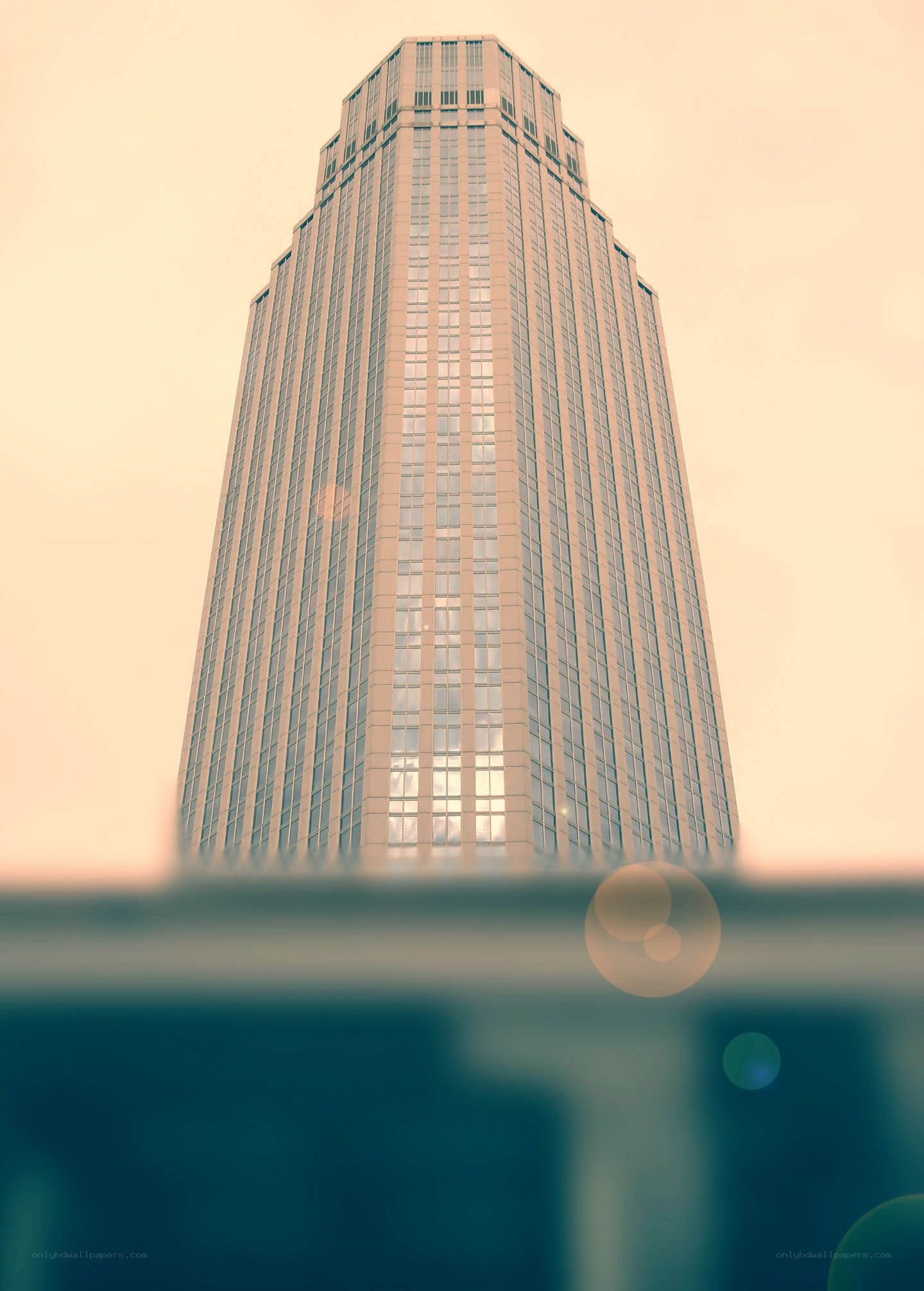 tall building with lens flare