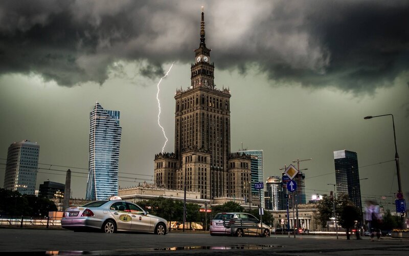 Tall Building with Lightning