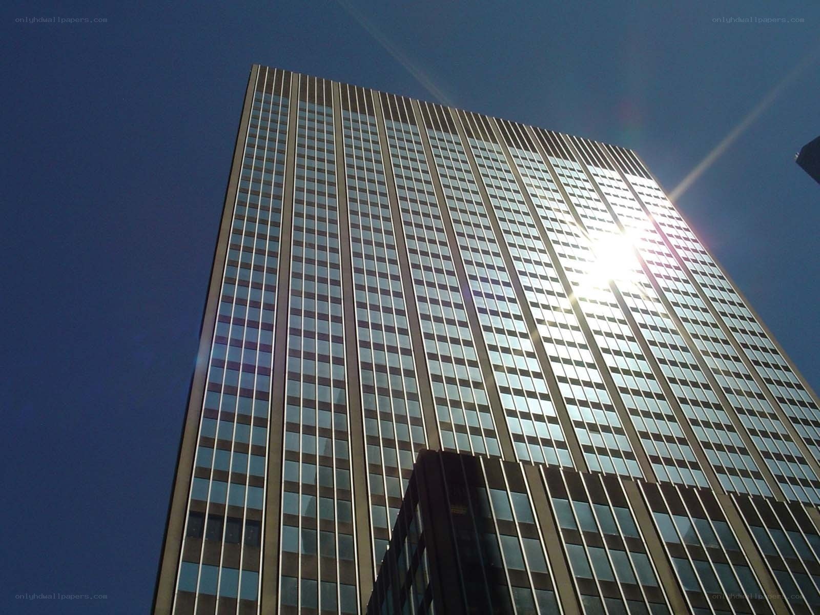 tall building with sun glare