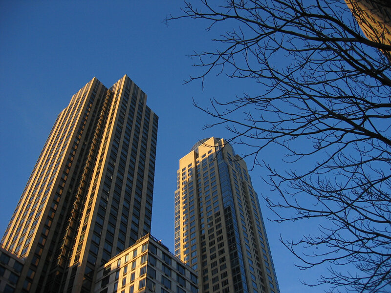 tall buildings against blue sky