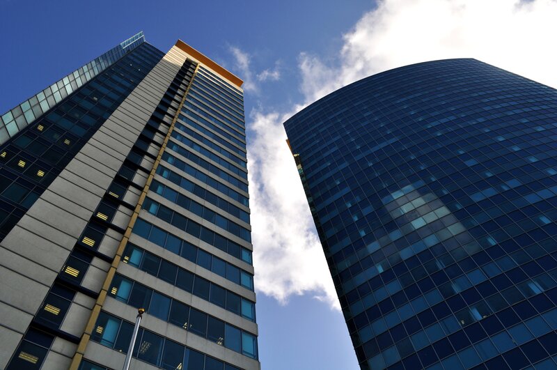 tall buildings against blue sky