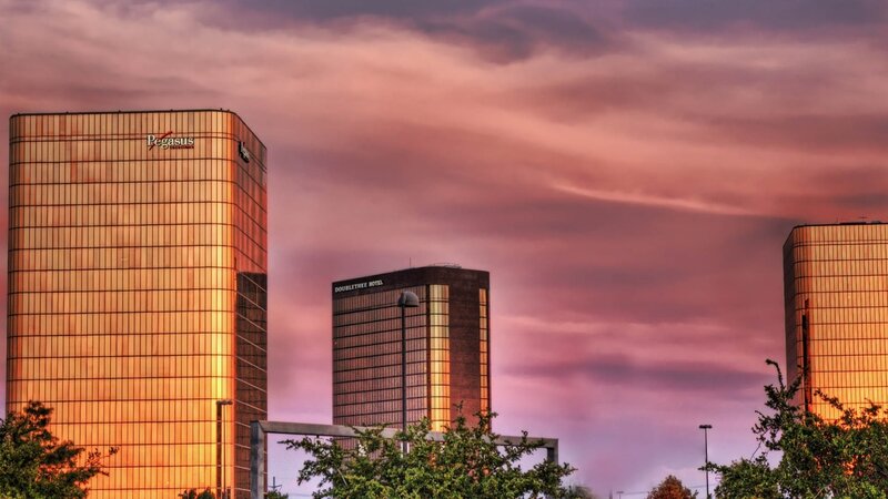 Tall Buildings at Dusk