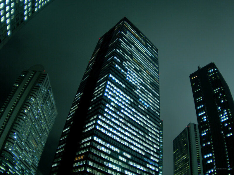 tall buildings at night