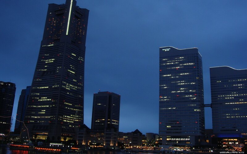 Tall Buildings at Night — Blue, Calm