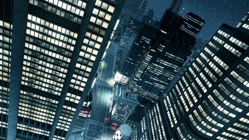 Tall Buildings at Night — Blue, Dark, Urban