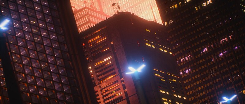 Tall Buildings at Night — Orange