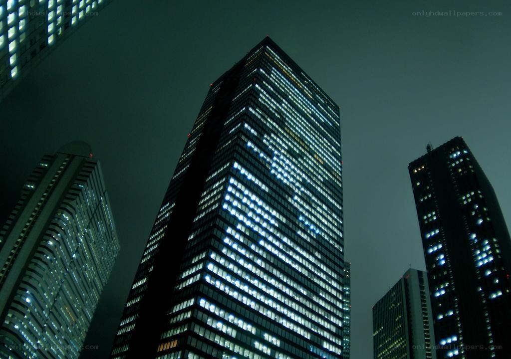 tall buildings at night