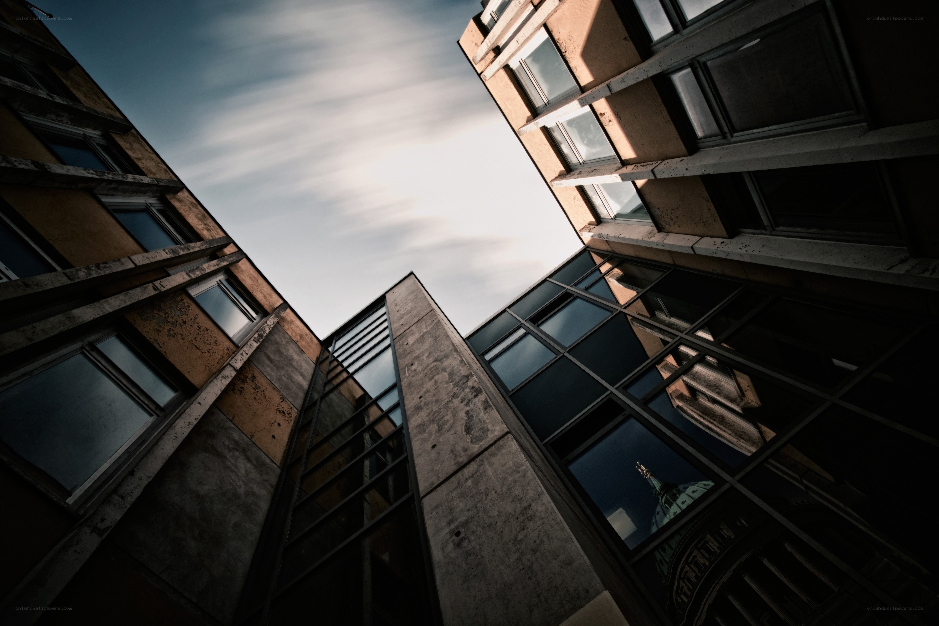 tall buildings from below