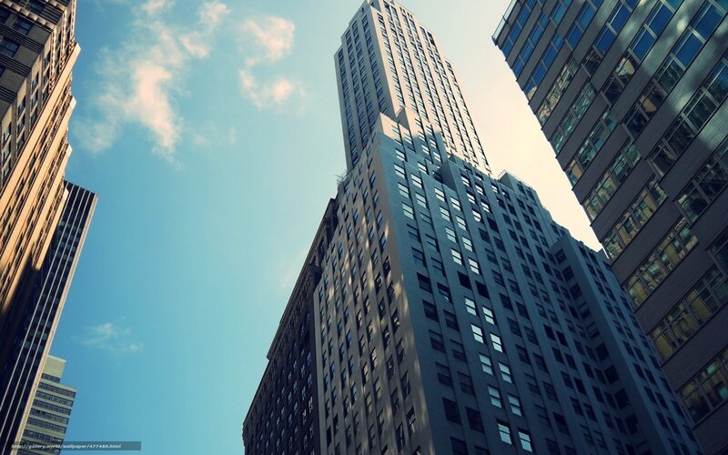 Tall Buildings in City — Blue, Dramatic, Afternoon